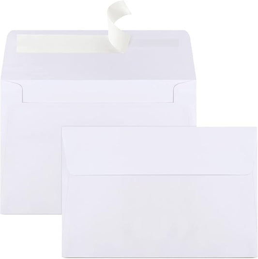 Joyberg 70 Packs A4 Envelopes, White, 4x6 Photo, Self Seal for Invitations, Weddings, Baby Shower, Photos, Postcards, Greeting Cards, Mailing