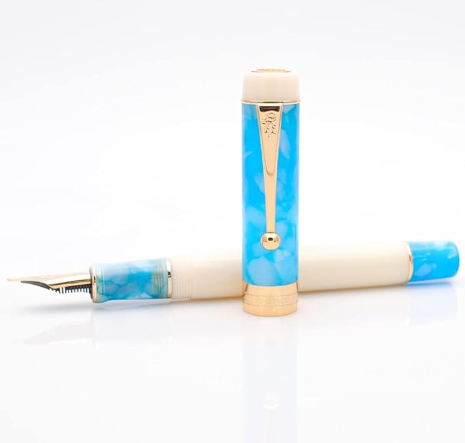 JINHAO 100 Fountain Pen with Ink Converter (Medium Nib 0.7mm, Sky Blue-A)