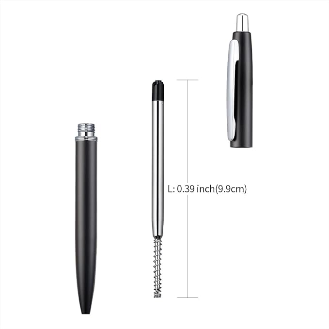 ChaoQ 6 Pcs Retractable Metal Ballpoint Pens, for Gift, Business, Office, 1.0mm Medium Point Black Ink, 12 Extras Replaceable Metal Refills - Black