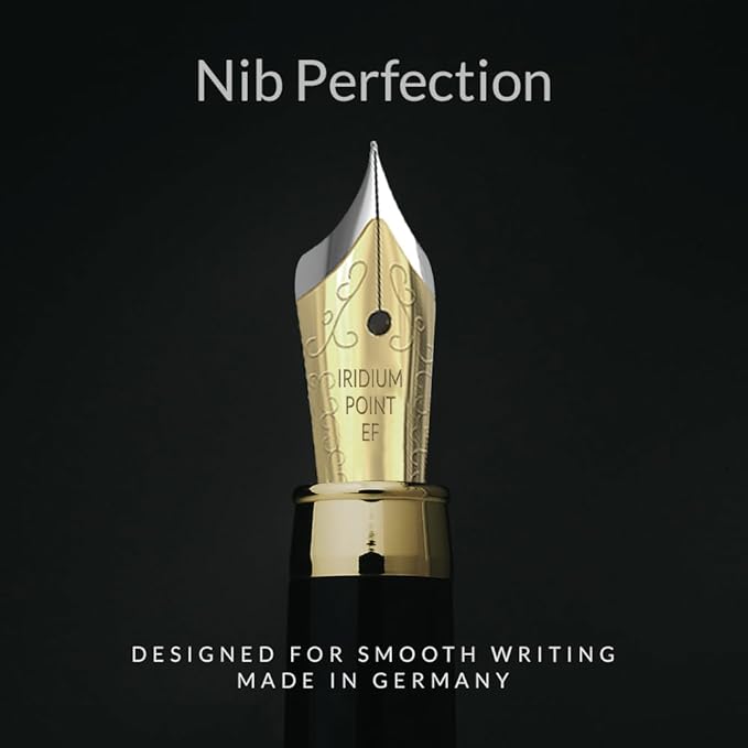 Wordsworth & Black Fountain Pen Set, Luxury Bamboo Wood - Extra Fine Nib, Gift Case; Includes 6 Ink Cartridges, Ink Refill Converter -Journaling, Calligraphy; Drawing, Smooth Writing [Maple Wood]