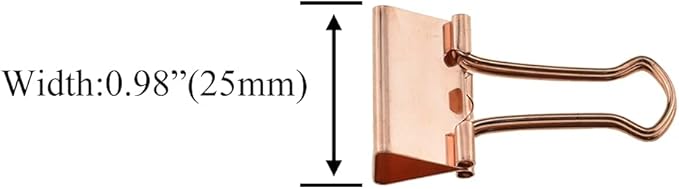HAHIYO Binder Clips Paper Clamps Spring Steel Sturdy 0.98 inch Width 0.31 Inch Capacity No Sharp Edges Heavy Duty Tight Grip Reusable Rose Gold Metal Bright Finish for Home Office School 25 Pack