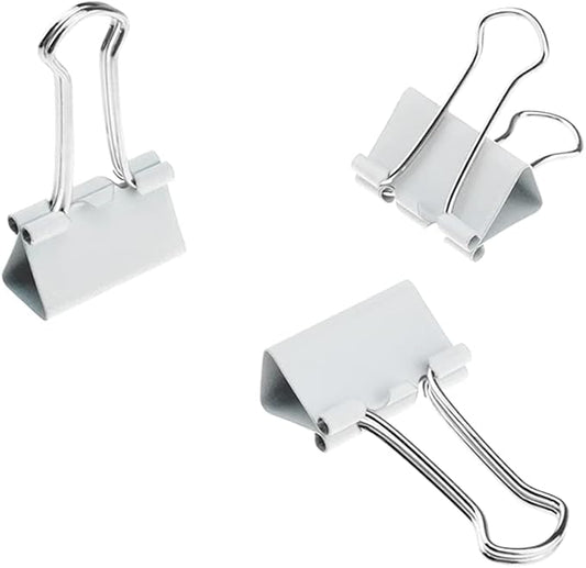 HAHIYO Binder Clips Paper Clamps Spring Steel Sturdy Small 0.75 inches Width 0.2 Inch Capacity No Sharp Edges Heavy Duty Tight Grip Reusable White Metal Bright Finish for Home Office School 30 Pack