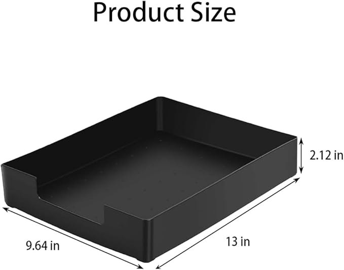 Letter-Size Tray, Desk Drawer Organizer, A4 Plastic Paper Tray, Stackable Plastic Paper Holder File Organizer for Office, School, Home Storage (Black)