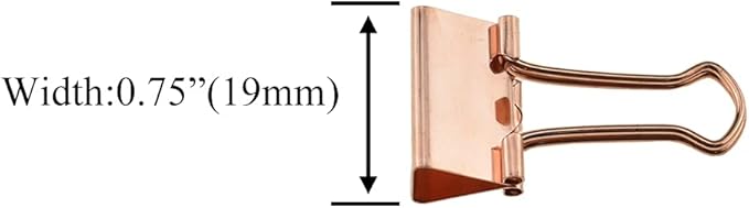 HAHIYO Binder Clips Paper Clamps Spring Steel Sturdy Small 0.75 inch Width 0.2 Inch Capacity No Sharp Edges Heavy Duty Tight Grip Reusable Rose Gold Metal Bright Finish for Home Office School 30 Pack