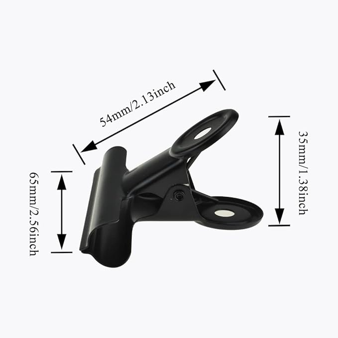 HAHIYO 2.5inch Black Bulldog Clips Metal File Hinge Binder Clips Clamps Save Space Strong Spring Jaws Rock Solid Grip Book Lay Flat Deburred Edge for Hang Photos Wall Grid Dog Food 9PCS