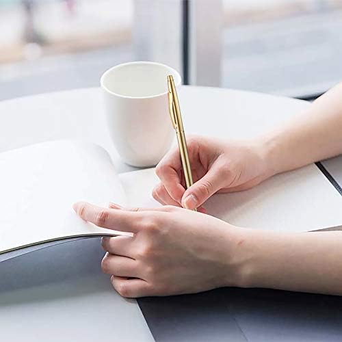 Unibene 18 Pack Slim Gold Ballpoint Pens Black Ink 1 mm - Black ink, Nice Gift for Business Office Students Teachers Wedding Guest