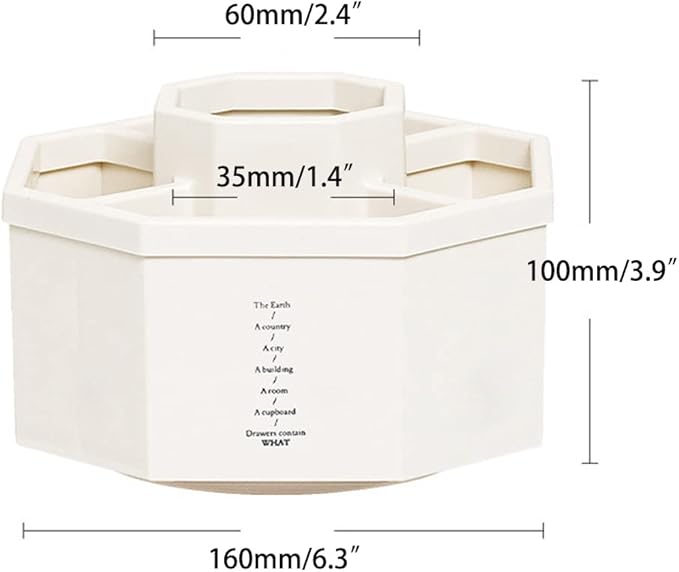 Desk Organizer, 360-Degree Rotating Multi-Functional Pen Holder, 5 Compartments Desktop Stationary Organizer, Home Office Art Supply Storage Box Caddy (White)
