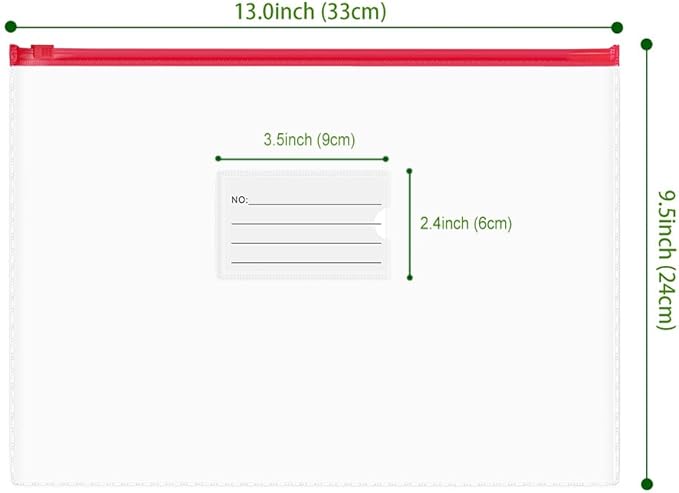 BOPART 30Pcs Poly Zip Envelopes A4 Letter Size Plastic Envelopes File Folders for Documents, Reusable Envelope Clear Zipper Pouch with Label Pocket for Home Office School Travel Supplies Storage
