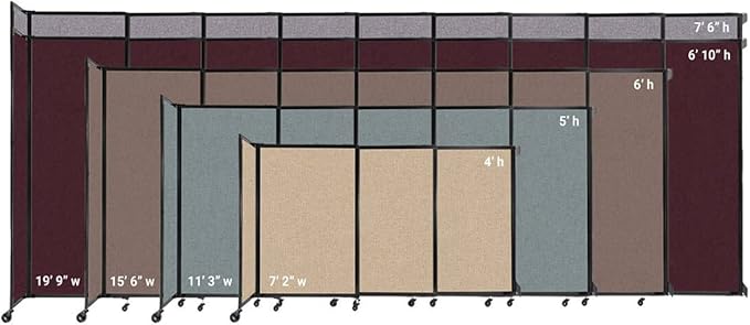 Wall-Mounted Sliding StraightWall Room Divider | Adjustable Widths | Locking Wheels | Room Separator | Up to 7'2" Wide x 6'10" Tall Royal Blue Fabric Panels