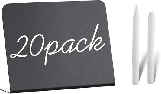 20 Pack Mini Chalkboard Signs - 4"x3" Food & Party Table Signs - Wedding & Bakery