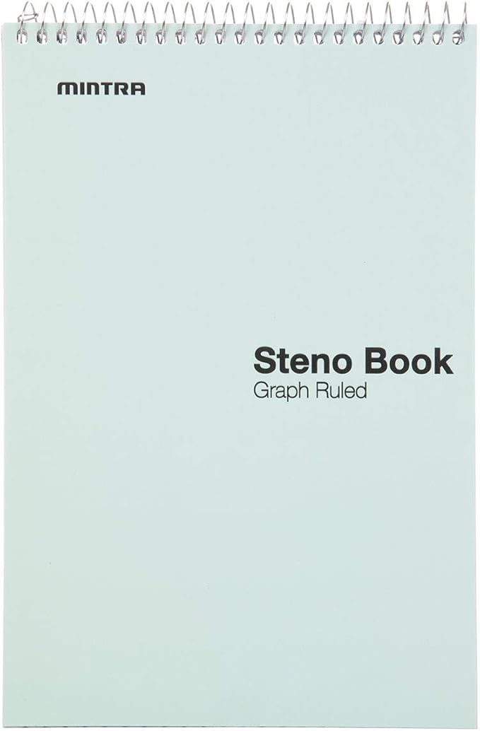 Mintra Office Steno Book - (Pastel Colors, 4 Pads/Pack, Graph Ruled) - 6inx9in, 70 Sheets, Notebook for writing notes in school, university, college, work, office