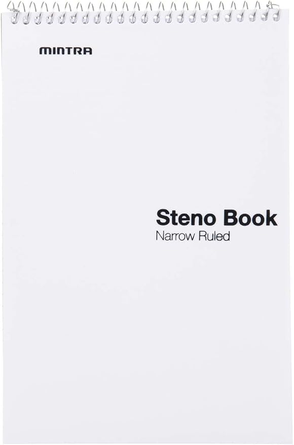 Mintra Office Steno Book - (BRIGHTS - Purp/Wht/Teal/Orange) - 6inx9in, 100 Sheets, 8 Pads/Pack, Narrow Ruled - Poly Cover, Notebook for writing notes in school, university, college, work, office