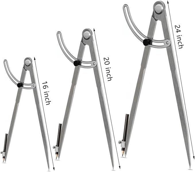 20 inch Compass for Woodworking, Compass for Geometry, Precision Woodworking Compass with Wing Divider and Pencil Holder, Large Compass for Geometry, Woodworking Compass, Drafting, Drawing Compass