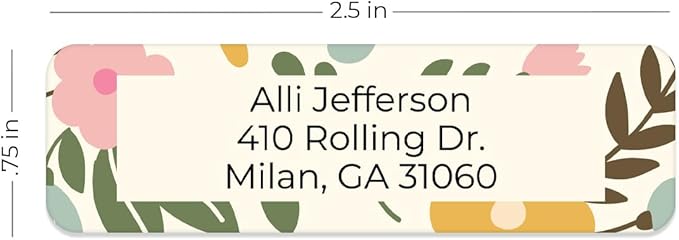 Pastel Floral Rolled Address Labels / 250 Personalized Return Address Labels/Designer Address Stickers in Elegant Plastic Dispenser