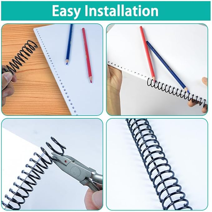 Rayson 19mm Plastic Spiral Coil Binding 3:1 Pitch, 3/4 inch, 160 Sheets Capacity Black Coil Binding Spines - Versatile for Office and Educational Tasks, Pack of 50