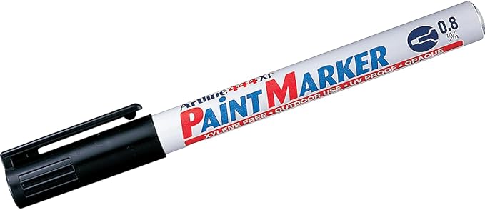 Artline 444XF Paint Markers for Wood, Plastic, and Canvas, Waterproof Marker for Indoor & Outdoor Applications, Opaque Permanent Markers with 0.8mm Bullet Tip - Black, 12 Pack