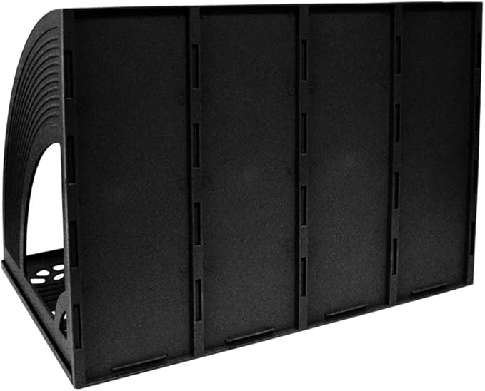 SAYEEC File Holder Storage Folder 4 Compartment Standing Desktop Hollow Organizer Black Files Shelf Frame Thicken Plastic Paper Notebook Magazine Bookstore for Office School Supplier Students