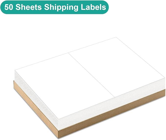 MFLABEL Half Sheet Shipping Label 8.5 x 11 Inches Packaging Label, Address Labels for Laser & Inkjet Printers, 3200 Count(1600 Sheets)