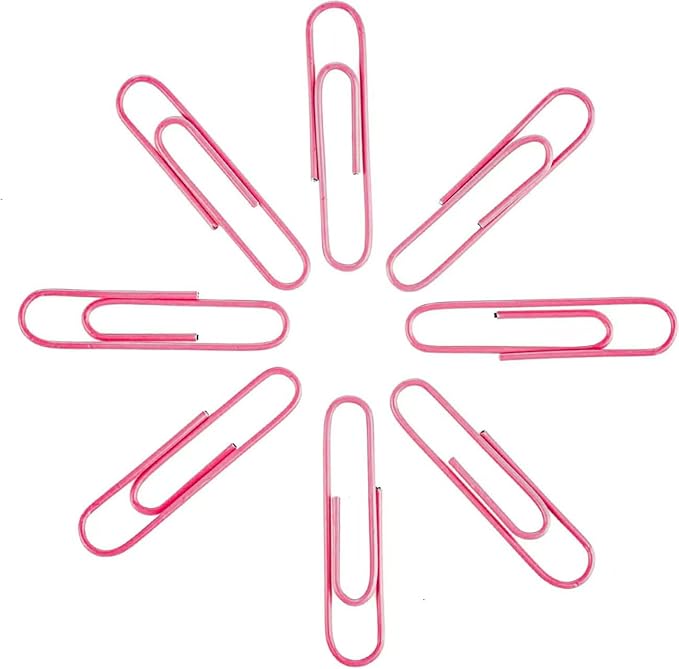 Macaron Colored Paper Clips, 1.1" Medium Paper Clip（28mm, 600pcs Paperclips for Office Supplies and Organization (Pink)