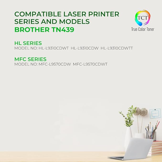 TCT TN439 Black Toner Cartridge 2 Pack - Compatible Replacement for Brother TN439BK Black Ultra High Yield Works with Brother HL-L8360CDW L8360CDWT MFC-L8900CDW L9570CDW Printers (9,000 Pgs)