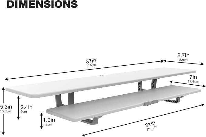 Dual Monitor Stand, 2-Tier Wood Monitor Riser with Storage Organizer and Cable Management, White