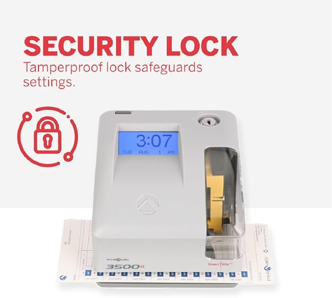 Pyramid Time Systems - Employment Time Clock & Document Stamp [3500ss] with Smart site Alignment, Kit Includes: Punch Time Clock, 25 Time Cards, 1 Ribbon & 2 Security Keys, 3500 Replacement