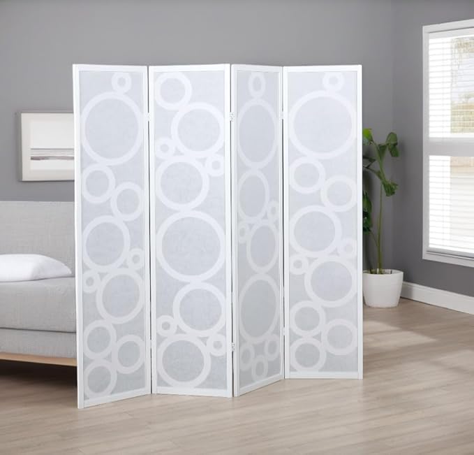 NicBex Room Divider 4 Panel Room Dividers with Circle Pattern Partition Room Dividers and Folding Privacy Screens Wall Divider for Home, Office, Room Separation,70" W x 1" D x 70" H, White