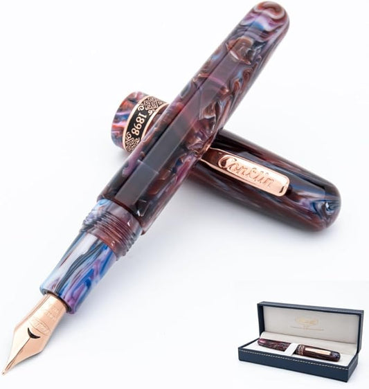 Conklin 1898 Fountain Pen, Misto Purple - Stub Nib | Luxury Writing Instrument with Unique Resin Blend | JoWo Stainless Steel Nib Made in Germany | Ideal for Calligraphy Enthusiasts