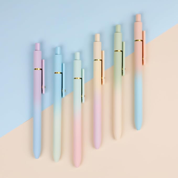 Ddaowanx Gel Pens,0.7mm Quick Dry Black Ink,Fine Point Smooth Writing Pen,Aesthetics Office School Supplies,Gifts for Women,Teen Girl Gifts Trendy Stuff (6 Pcs Gradient, Black)