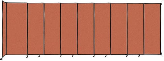 Wall-Mounted Sliding StraightWall Room Divider | Adjustable Widths | Locking Wheels | Room Separator | Up to 19'9" Wide x 6'10" Tall Papaya Fabric Panels