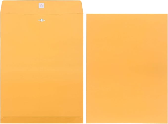 Frienda 4 Sizes Clasp Envelopes Kraft Paper Catalog Clasp Envelope with Closure for Filing, Storing or Mailing Documents, 50 Pieces(5 x7 In, 6 x 9 In, 9 x 12 In, 10 x 13 In,Yellow)