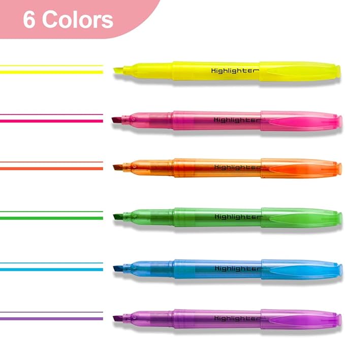 270 Pcs Highlighters Assorted Colors, Chisel Tip Multicolor Highlighter Marker Set, Quick-Drying Pen Highlighter for Classroom School Home Office (270Pcs, 6 Colors)