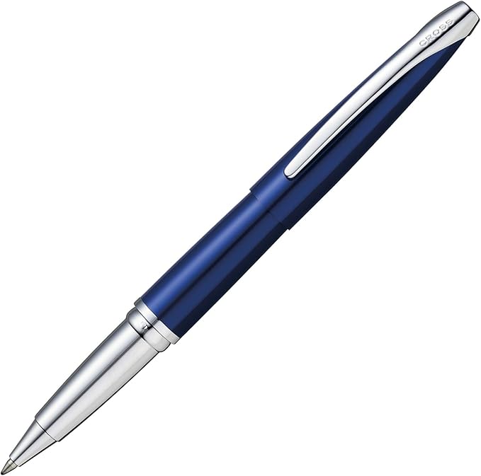 Cross ATX Refillable Rollerball Pen Presented in a Luxury Gift Box - Medium Point, Black Ink, Translucent Blue