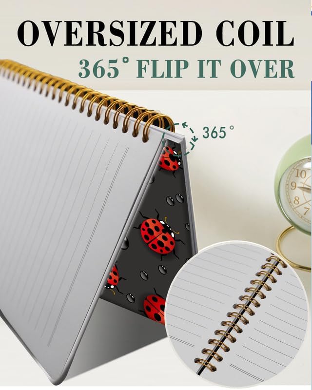Spiral Journal Notebook,A5 Hardcover Lined Journals for Women Girl 6 x 8.3 in,120 Pages Thick Paper,Cute College Ruled Writing Notebook for Gifts Office Work School(Beautiful Red Ladybug)