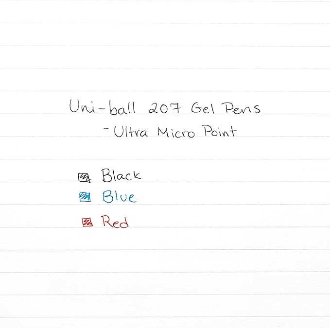 Uniball Signo 207, Retractable Gel Pens, 0.7mm Medium Point, 12 Pack; 6 Black & 6 Blue