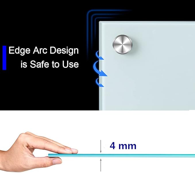 Glass Dry Erase Board - Magnetic Whiteboard with Frameless Mounting, Premium Tempered Glass Surface & Accessory Tray - Perfect for Office, Classroom, or Home (60" x 40")