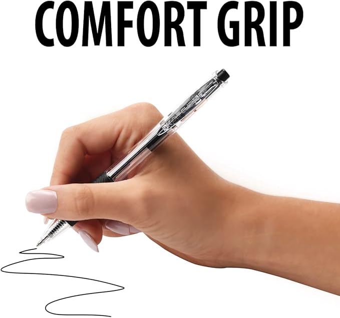 Inc. ClipClicks Retractable Ballpoint Pens - Bulk 1.0-mm Medium-Point Pen Set With Comfort Grip for School, Office, Writing, and Journaling, 75 Count, Black