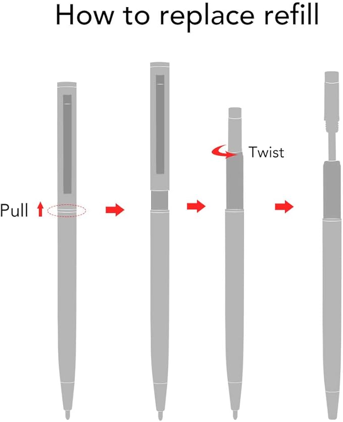 Unibene Slim Stainless Steel Retractable Ballpoint Pens, Nice Gift for Business Office Students Teachers Wedding Christmas, Medium Point(1 mm) 6 Pack-Black ink