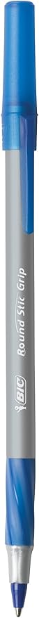 BIC Round Stic Grip Xtra Comfort Fine Blue Ballpoint Pens, Medium Point (0.8 mm), 12-Count Pack, Excellent Writing Pens With Soft Grip for Superb Comfort and Control