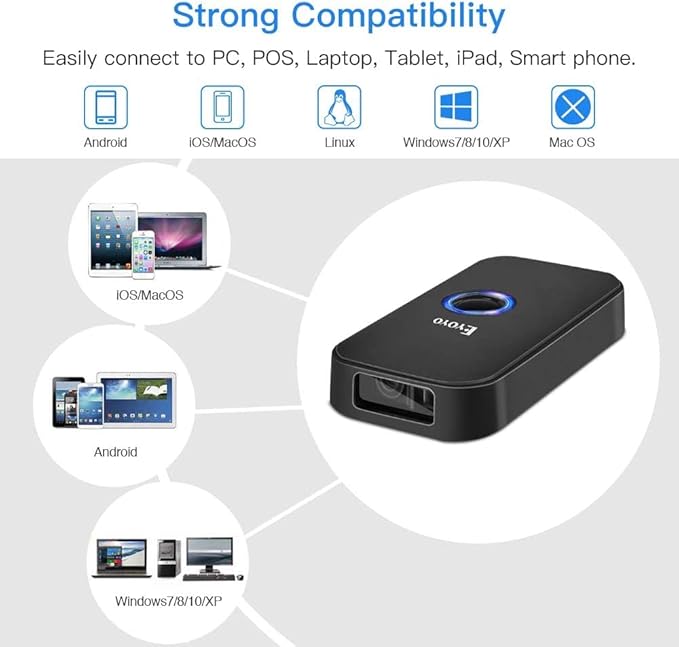 Eyoyo Wireless 1D CCD Barcode Scanner Bluetooth, 2.4G Wireless & Wired 3-in-1 Bar Code Scanner Portable USB 1D ISBN Book Reader, Compatible with Tablet iPhone iPad Android Windows Mac OS