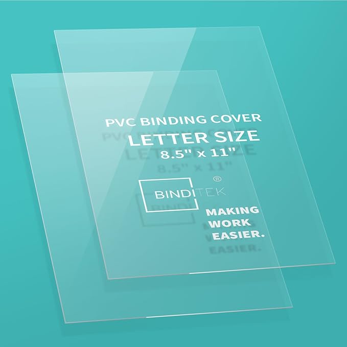 Binditek 500 Pack 8 Mil PVC Plastic Binding Covers, 8.5 x 11 Inches, Letter Size, Square Corners, Un-Punched, Office School Supplies