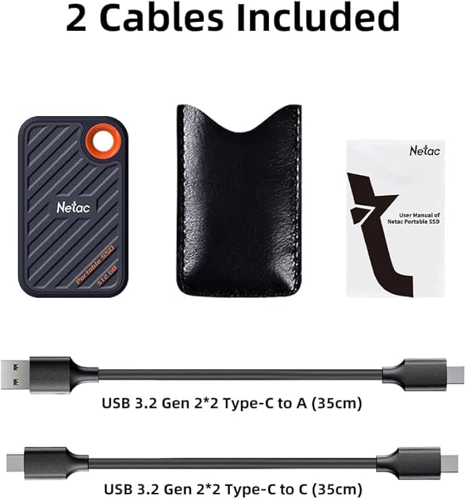 Netac 512GB Extreme Portable SSD External Solid State Drives Up to 2000MB/s Read 1700MB/s Write Speed, USB 3.2 Gen.2 Business Travel Essential Supports Win to Go Dust-Resistant