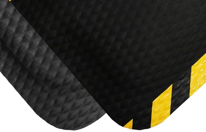 American Floor Mats Hog Heaven Premium 7/8" Black & Yellow Border 4' x 6' Nitrile Backed Anti-Fatigue Comfort Mat