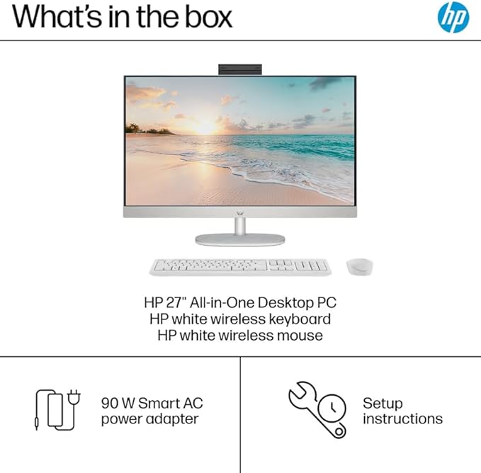 HP 27" FHD All-in-One Computer, 12-Cores Intel Core Ultra 7, 32GB DDR5 RAM 1.5TB Storage (1TB SSD+512GB Docking Station Set), Windows 11 Pro with Microsoft Office Included, White