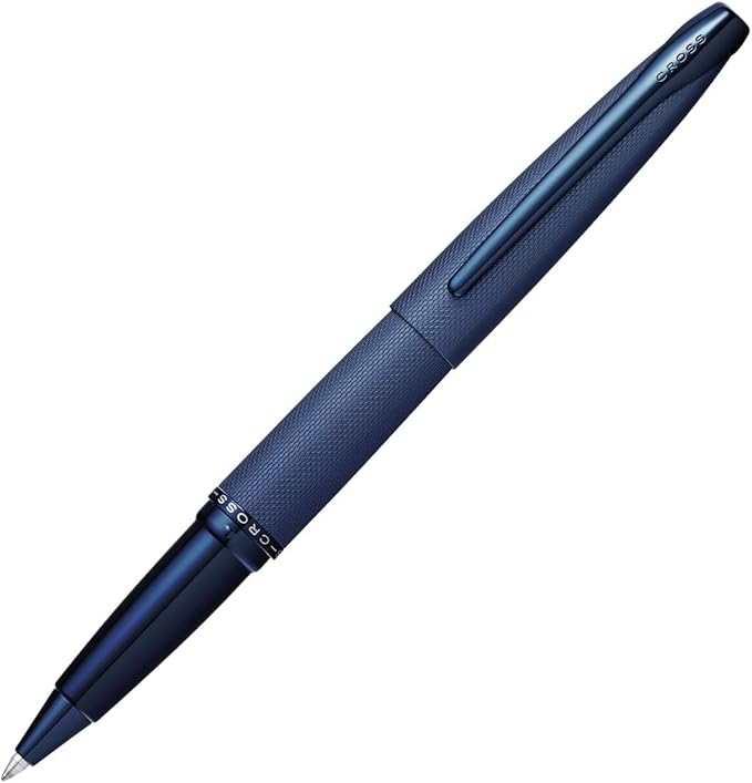Cross ATX Refillable Rollerball Pen Presented in a Luxury Gift Box - Medium Point, Black Ink, Sandblasted Dark Blue