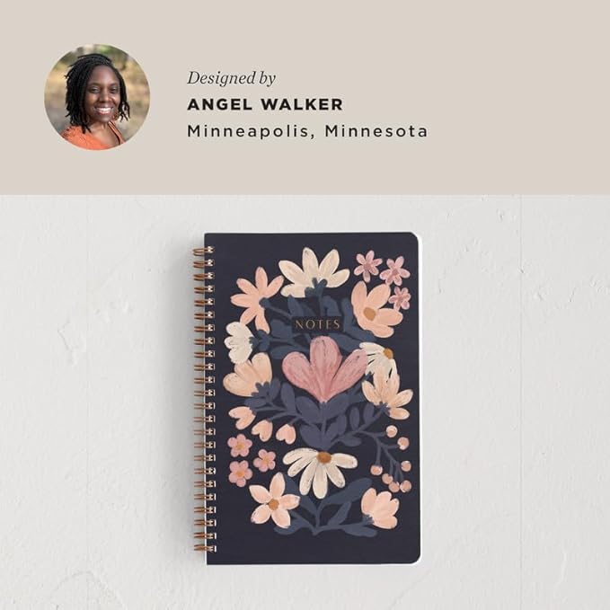 Minted Nostalgic Notebook, Writing Journal for Notes, Journaling & Planning, Durable Acrylic Free Cover, Vintage Floral Unique Design, Spiral Bound Journal Notebook with 80 Lined Pages, 5.5" x 8.5"