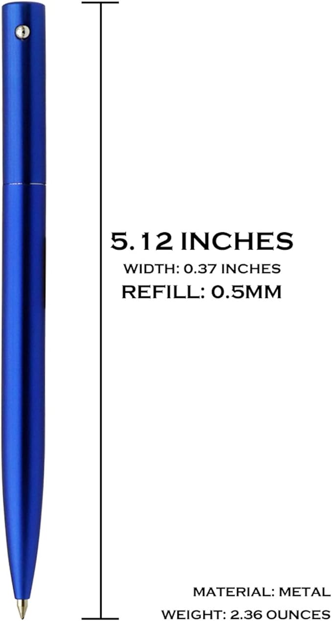 DUNBONG Retractable Metal Gel Pen, 0.5mm Medium Point Ballpoint Pens, Black Gel Ink (Blue)