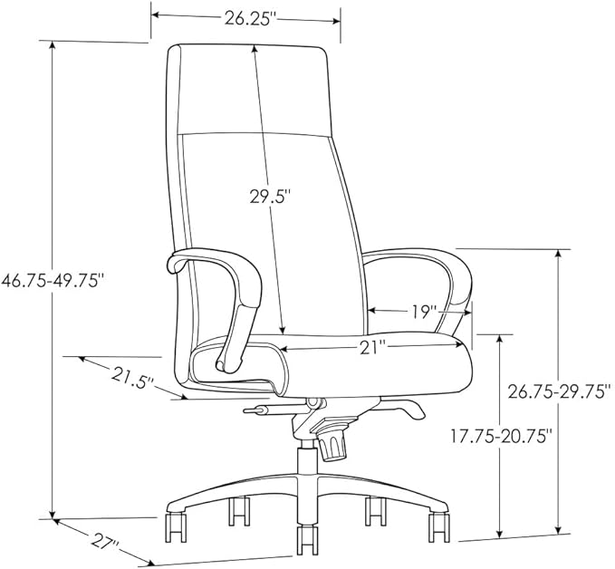 ZURI Forbes Genuine Leather Aluminum Base High Back Executive Chair - Light Grey
