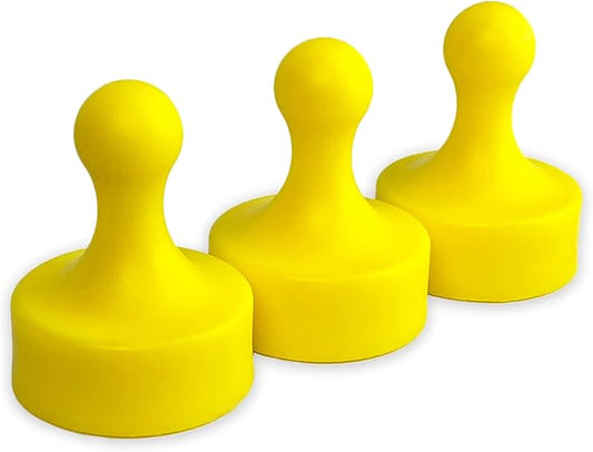GLASSBOARD STUDIO Powerful Neodymium Magnets, Pawn-Shaped - Strong Fridge/Refrigerator and Whiteboard Magnet, Ideal for Office, Kitchen, Crafts - Rare Earth, Heavy Duty (3, Yellow)