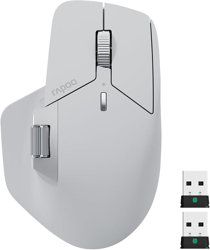 Rapoo MT760 PRO Wireless Mouse, NearLink + Bluetooth 5.0 Multi-Device, 12K DPI, 2K Polling, Ergo for Work & Gaming, 11 Programmable Buttons, On-Board Memory, Quiet Clicks, USB-C, 120 Days Battery Life
